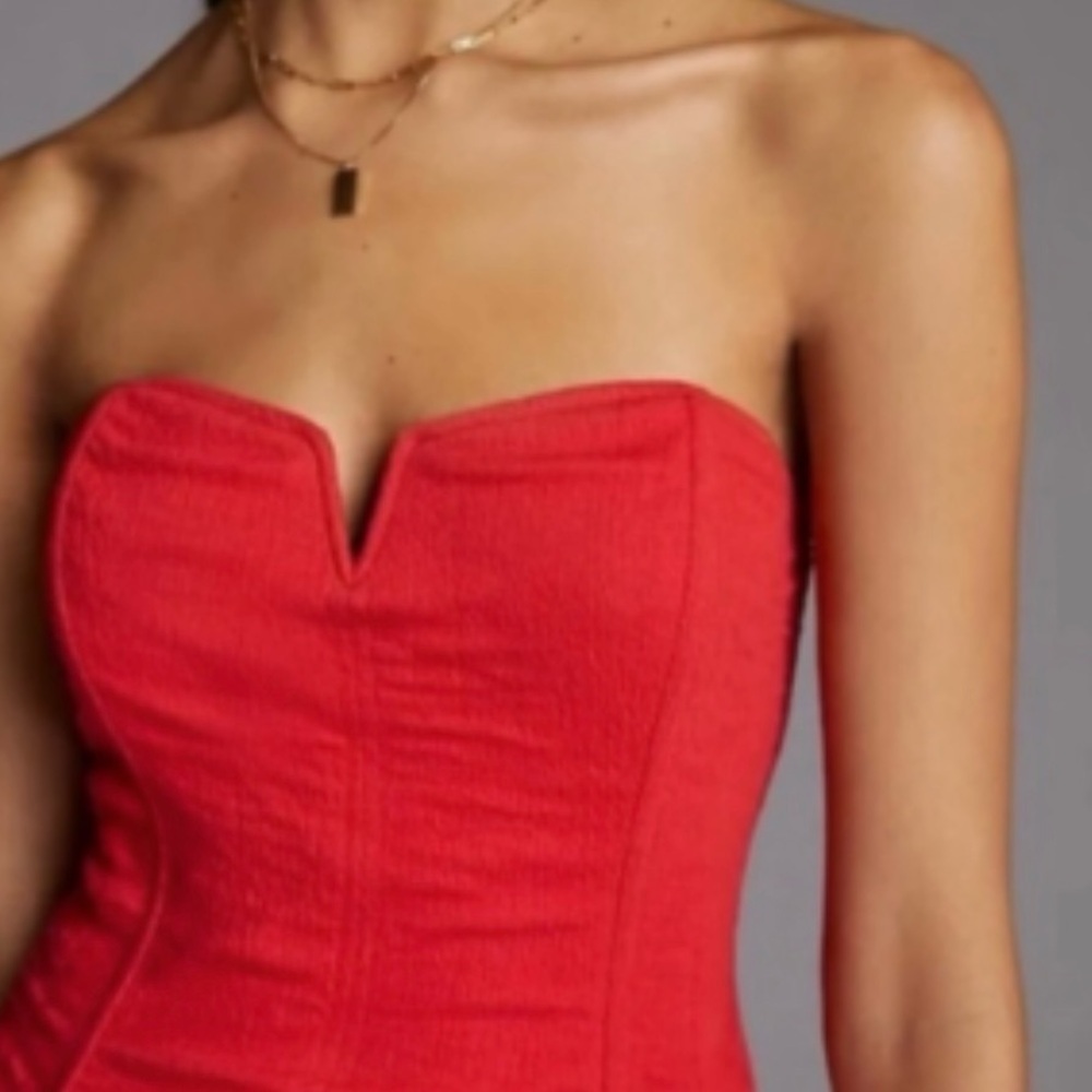 Anthropologie Strapless Sweetheart Bustier in Red